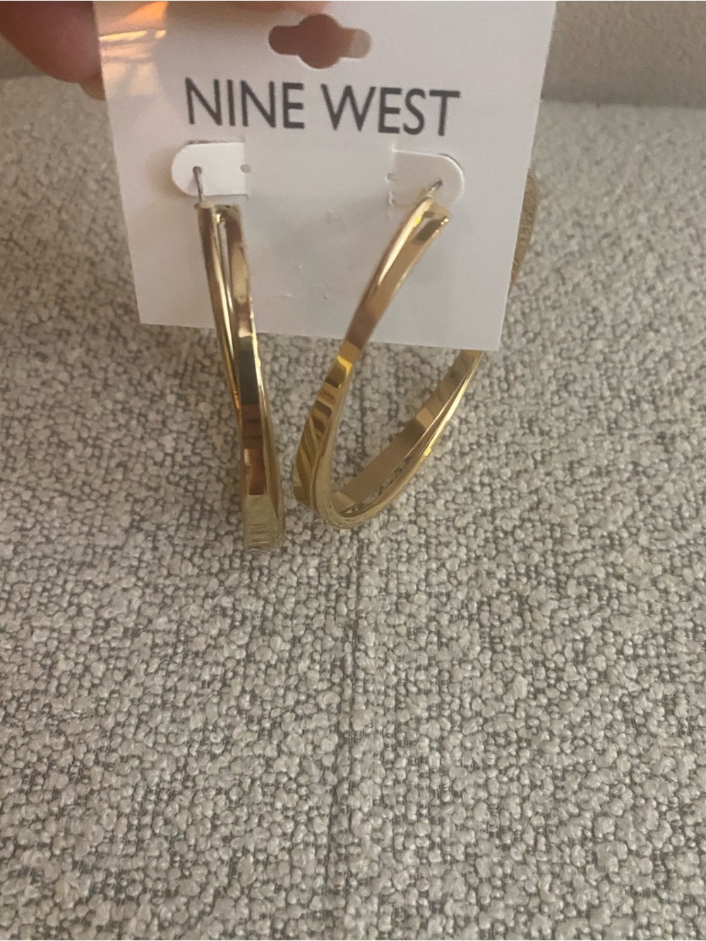 Nine West Gold-Tone Twisted Hoop Earrings. Large.  NWT